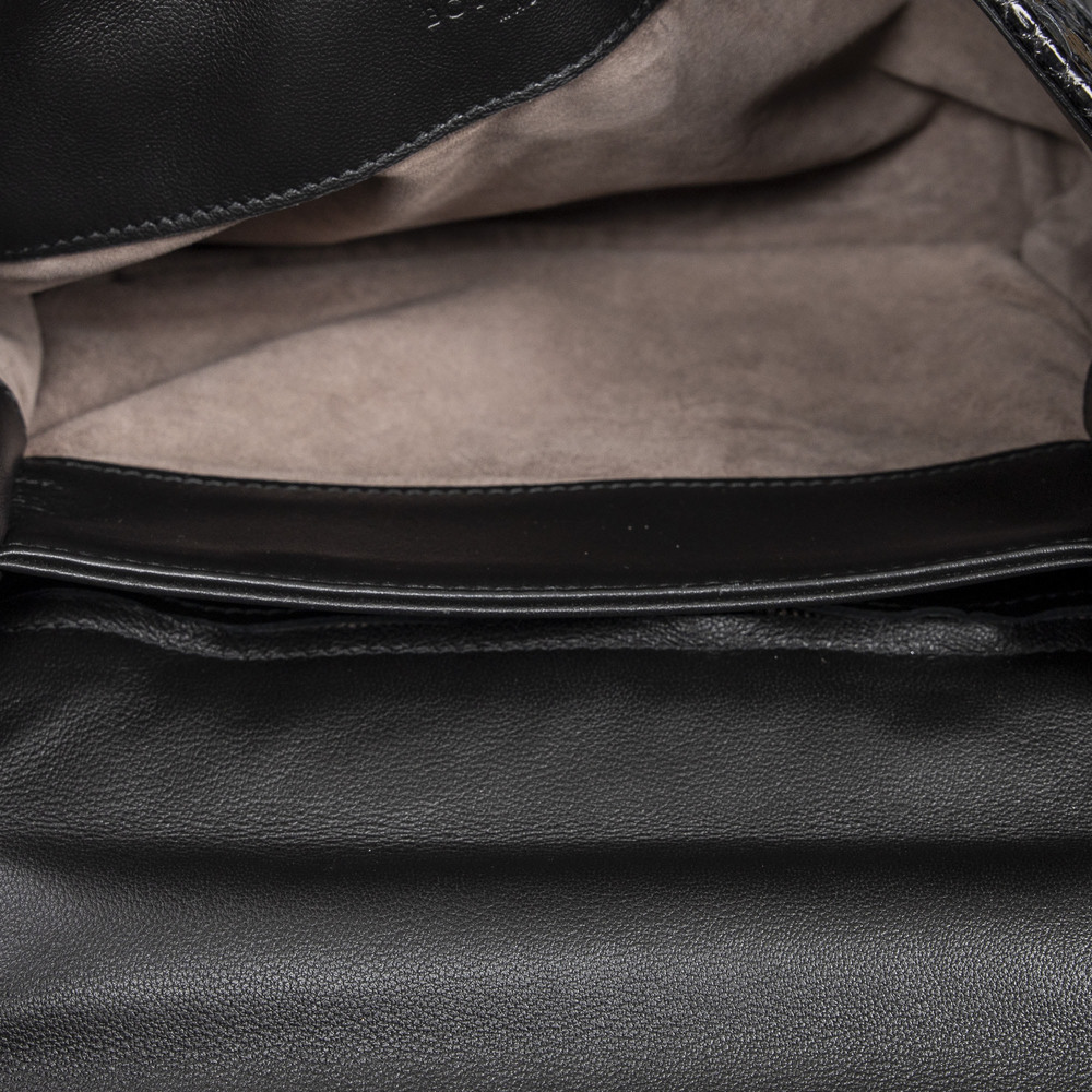 Bottega Veneta Top Handle Flap Bag   in Black Snakeskin Intrecciato Leather - Picture 7 of 7